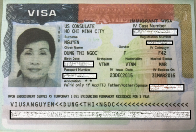 Visa bảo lãnh diện F4 - Nguyễn Thị Ngọc Dung